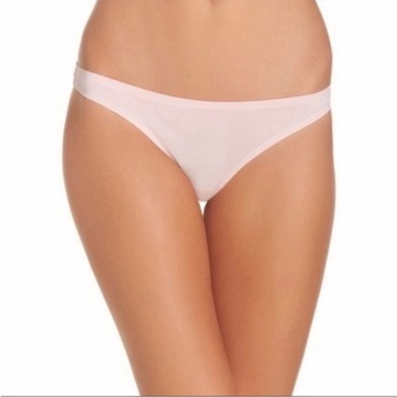 NEW TWO Free People Intimately Smooth Thong Rose Pink Lace Panties Sz S - Picture 2 of 3